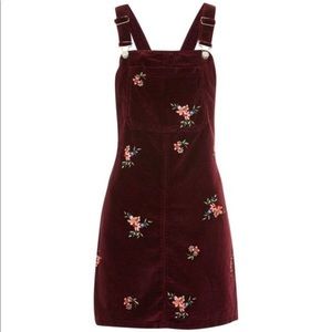Topshop MOTO Burgundy Floral Overall Dress